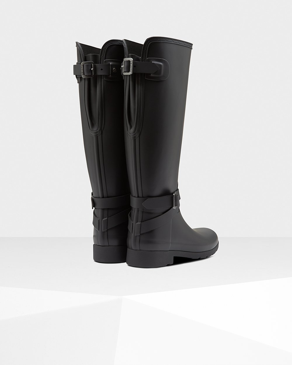 Hunter Mujer Refined Slim Fit Adjustable - Botas de Lluvia Negras - 452-ETKVXW